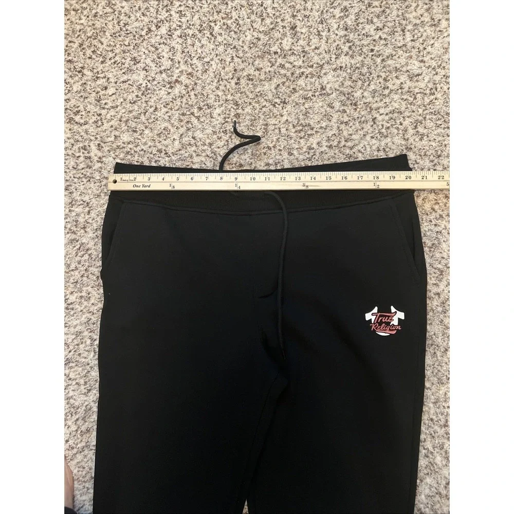 True Religion New Sweatpants Mens Sz XL  Black Straight Leg‎ Logo Cotton Blend